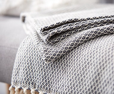 Blue and grey throw