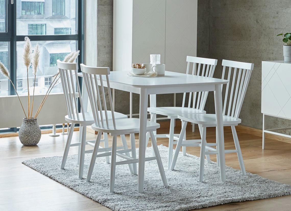 white wooden dining furniture 
