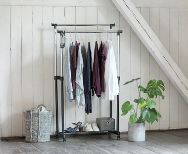 Metal and black clothes rail