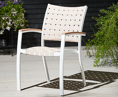 white garden stacking chair