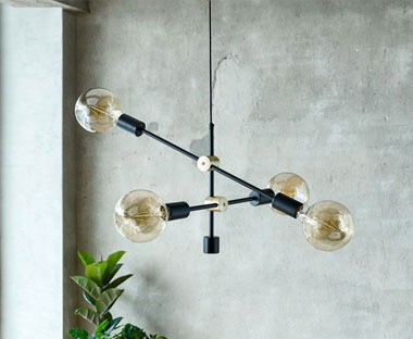Modern industrial design pendant ceiling light in black and gold