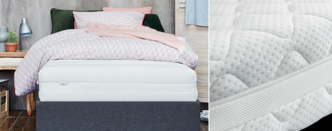 Memory foam mattress on divan bed base 