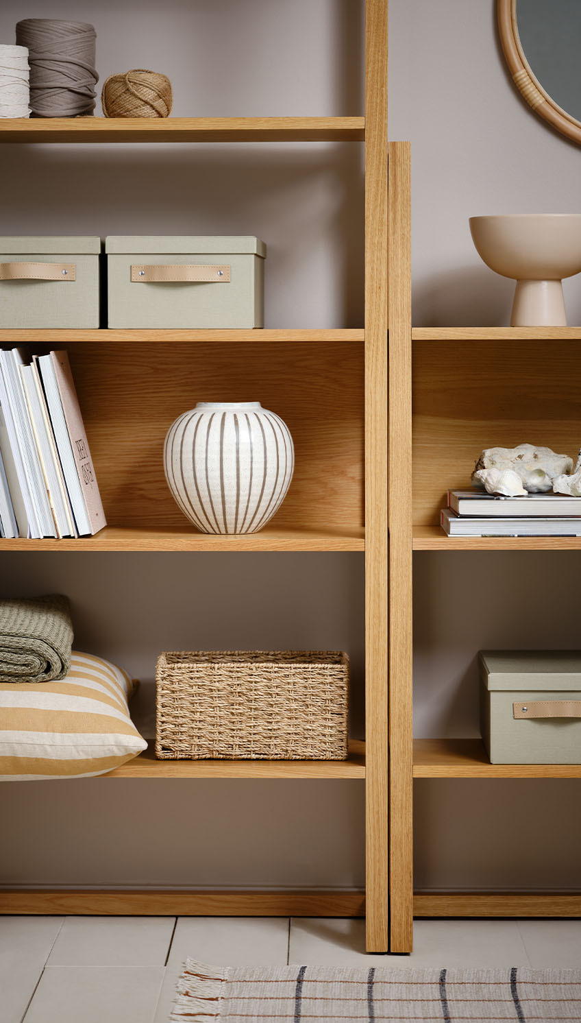 Oak bookcases made with oak veneer