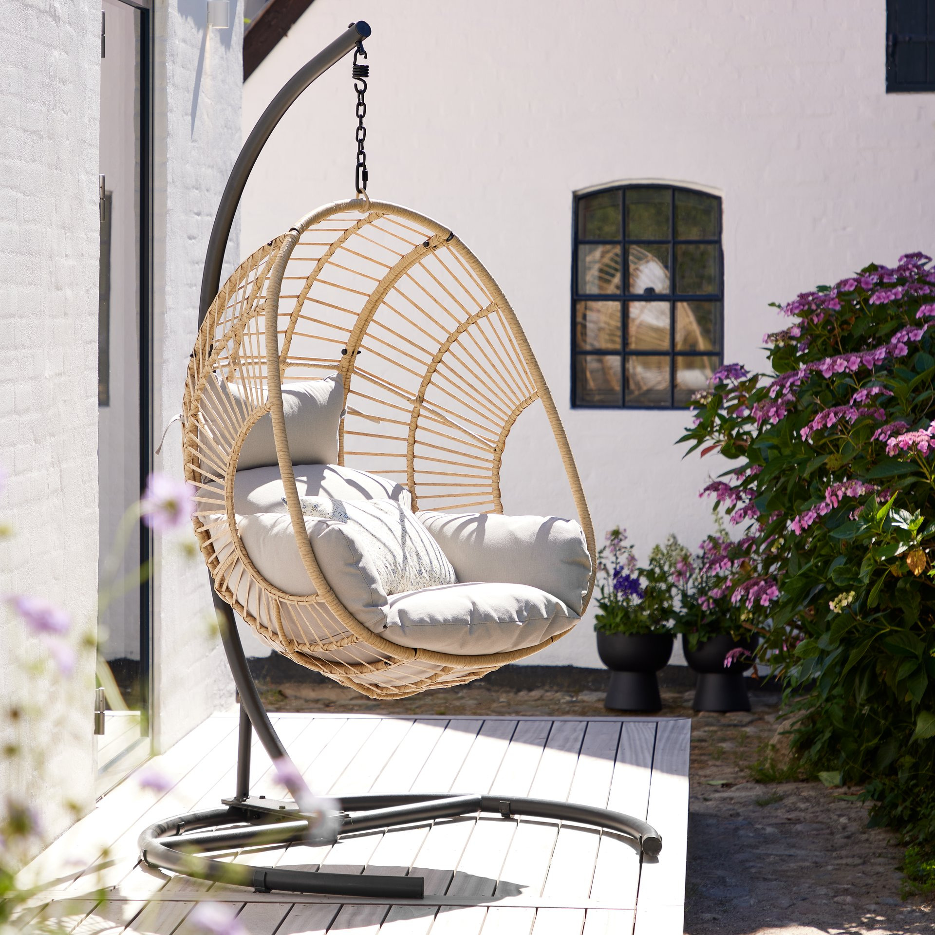 Hammock with stand on patio