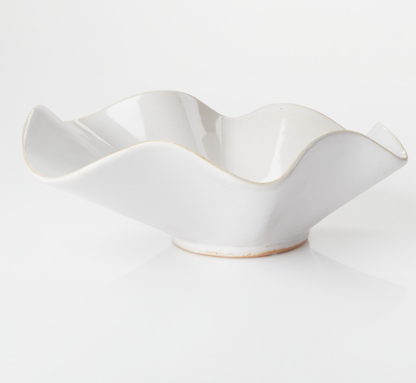White bowl with soft curves and flowing edges