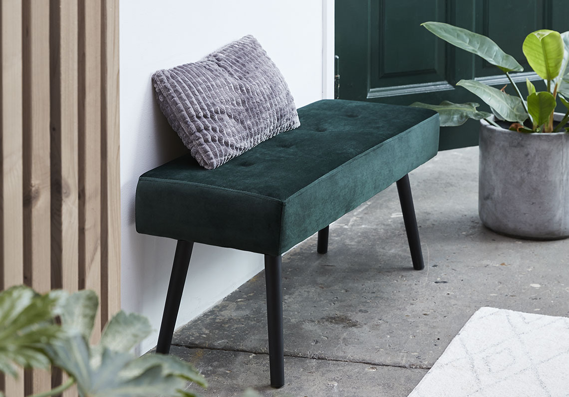 Dark green hallway bench