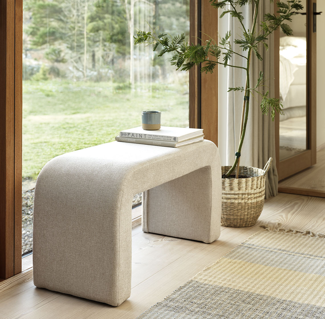 Sculptural bench in living room