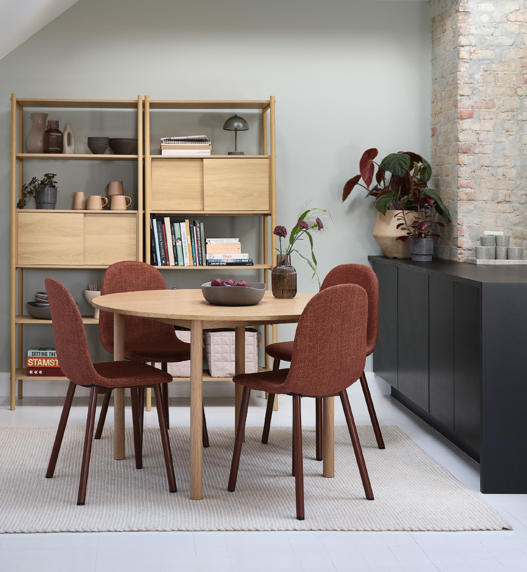 Dining room with storage and home accessories