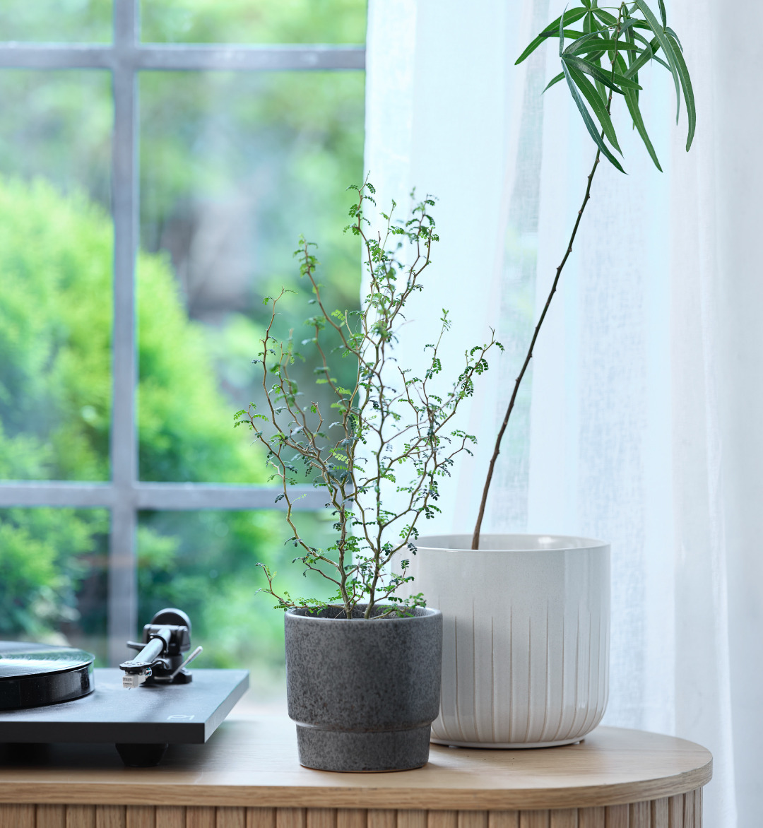 Grey and cream plant pot