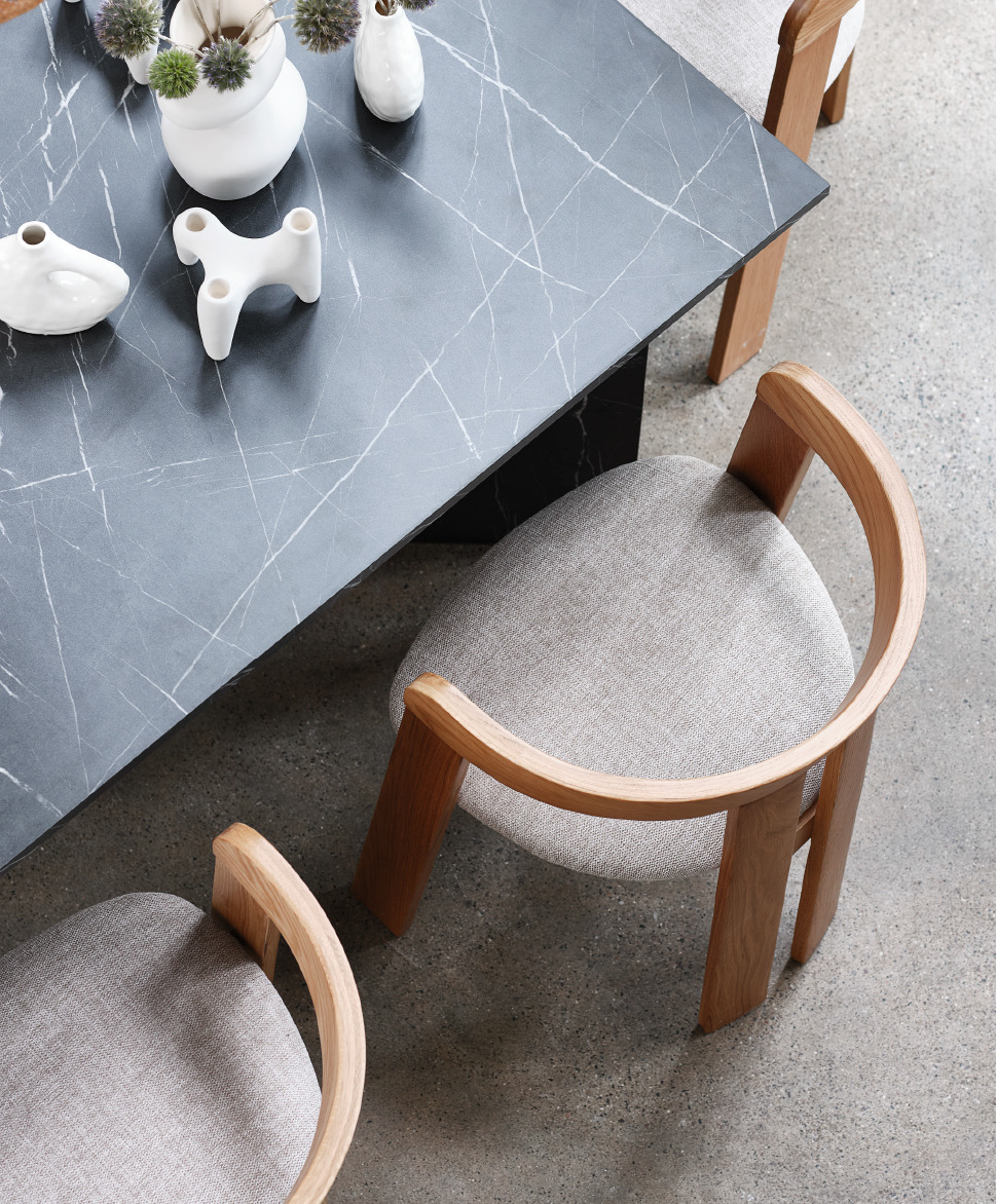 marble dining table and wooden dining chair