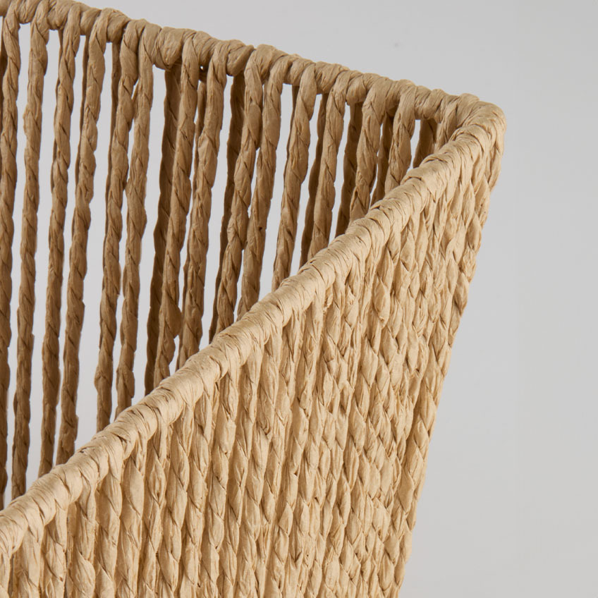 Decorative basket made with braided paper strands