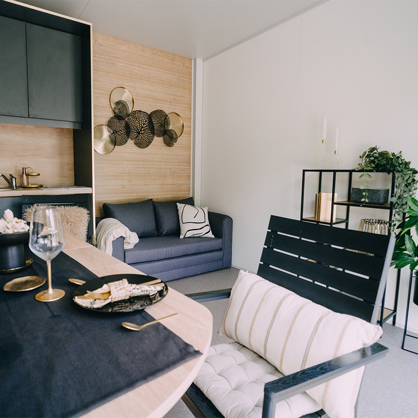Furnished eating and living area