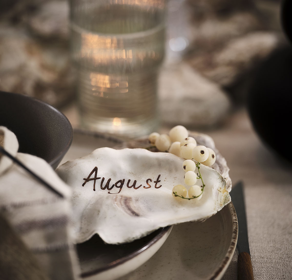 Oyster shell used as a place card