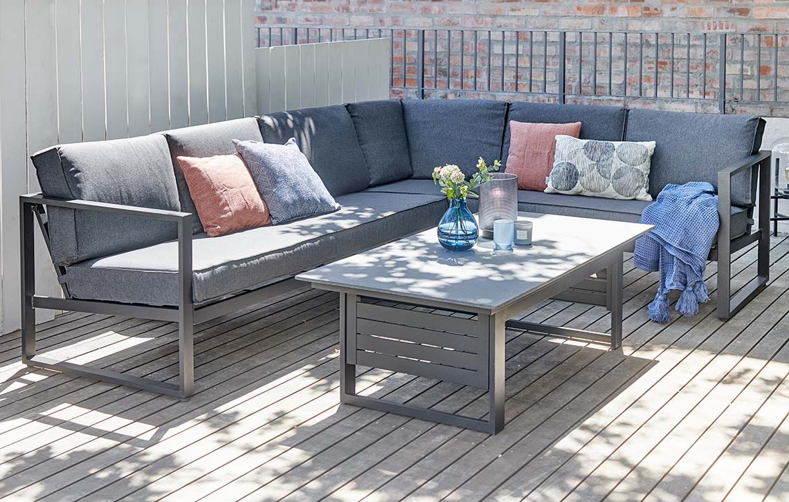 Large garden lounge set with table made with fibre cement table top