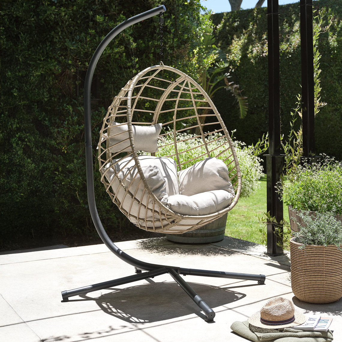 Hammock with stand on patio