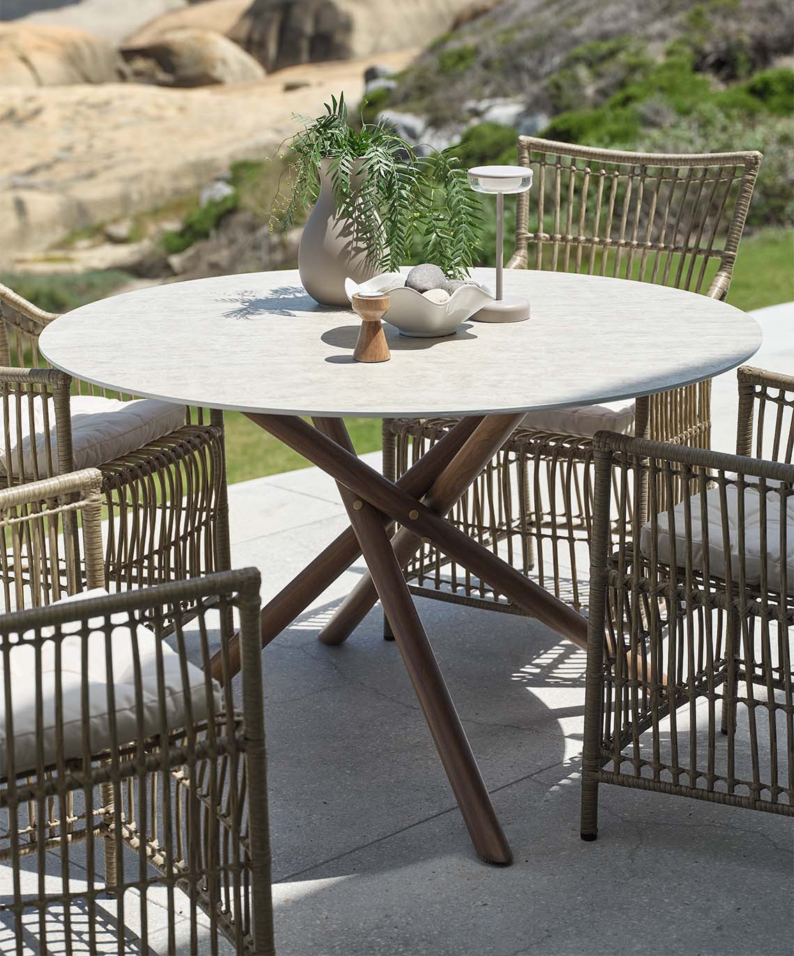 Outdoor table and garden chairs on patio