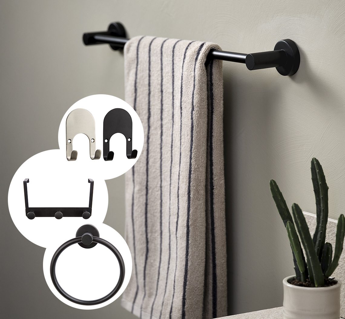 STOCKVIK towel holders Towel holder with striped towel
