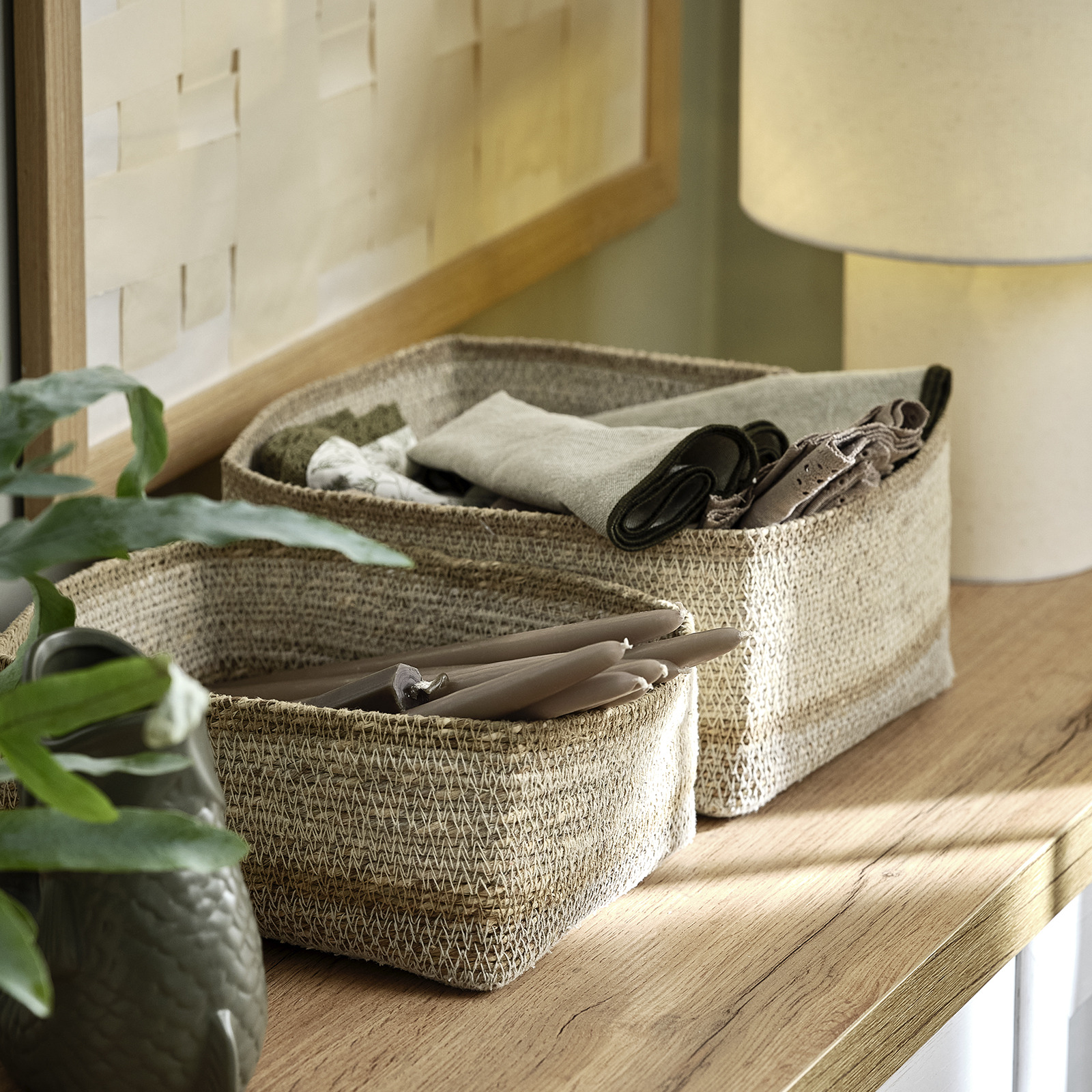FILIP basket comes in two sizes Sideboard with two storage baskets