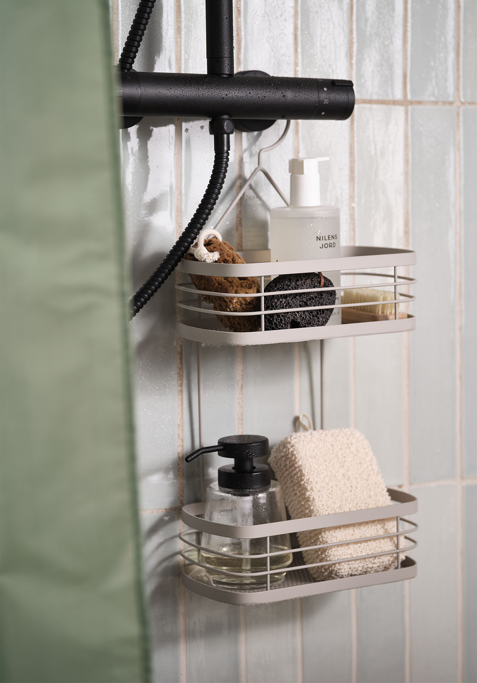 MOHED double shower shelf In-shower shower shelf in beige with two shelves