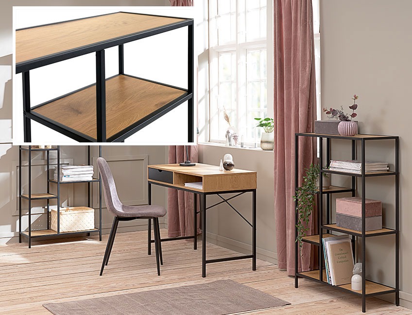 Veneer Oak Shelves And Desk, Desktop Shelving Uk