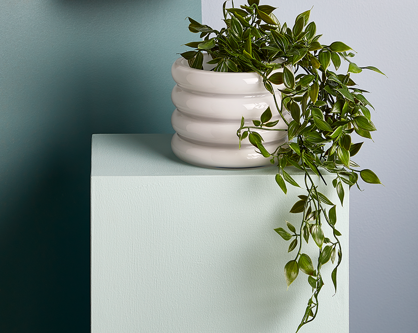TORALF plant pot showcasing faux plant OLIVER Faux plant showing an example of how to do room styling