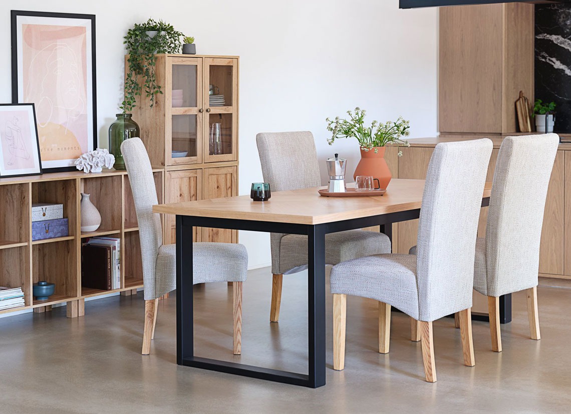 light coloured upholstered dining chairs