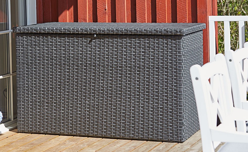 HOUSTRUP cushion box Large garden storage box on a patio