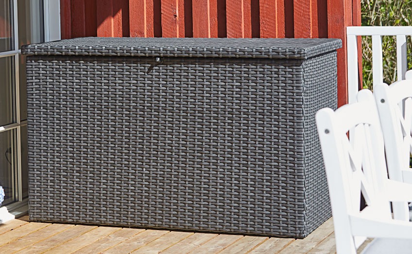 Large garden storage box on a patio