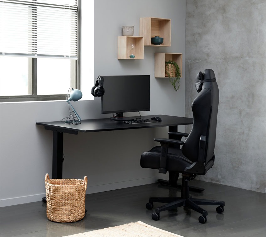 Adjustable height desk in black