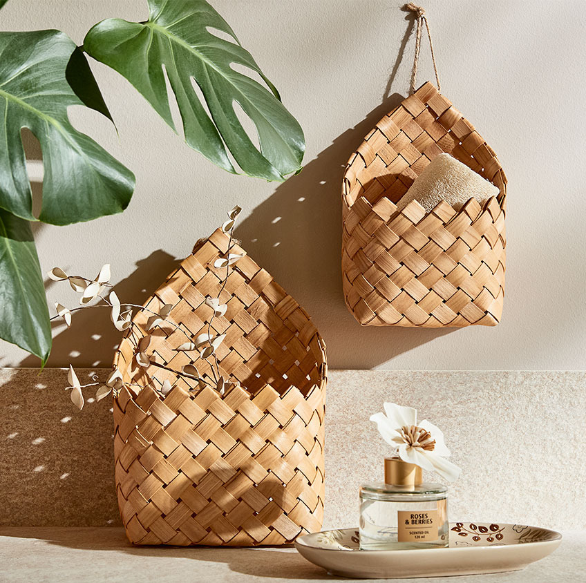 OPE hanging baskets and HURVA scented oil Hanging wicker baskets and scented oil