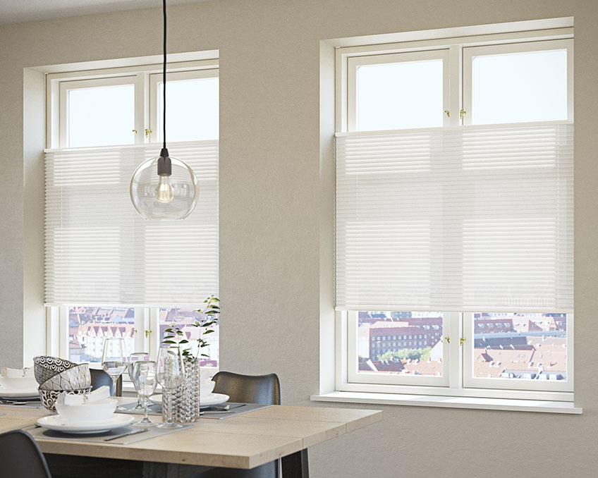 HVEN pleated blinds in a dining room Pleated blinds in a dining room