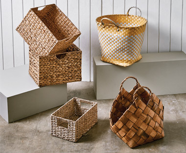Wicker baskets and boxes for storage solutions